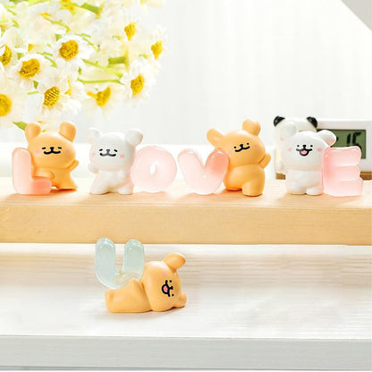 Nostrae Teddy Bear Miniature Toys & Cute Miniatures Decorative Items | Night Glow Small Figurines for Home Decor | Desk Decoration Miniature Things, Gifts & Mini Showpieces (Set of 6)
