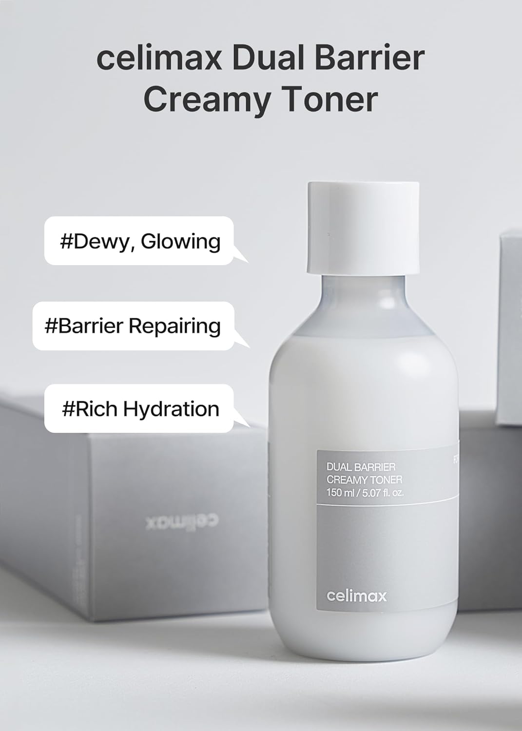 Celimax Dual Barrier Creamy Toner (150ml) with Ceramides, Peptides | Barrier Repair Hydrating Toner for Sensitive Skin | Oil-Free, Alcohol Free, Calming, Soothing, Non-Irritating | Korean Skincare