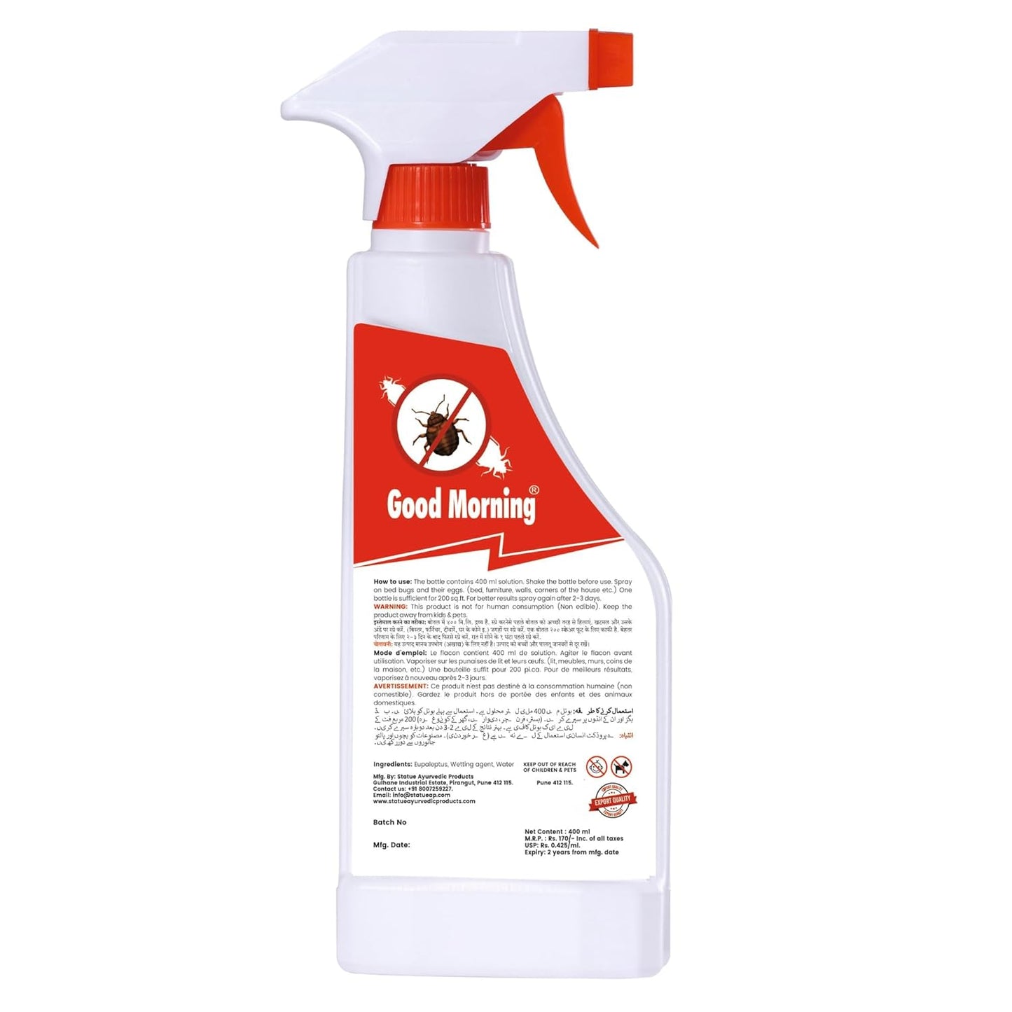 Good Morning Bed Bug Killer Spray 400 ml | Bed Bug Control for Home & Commercial Use