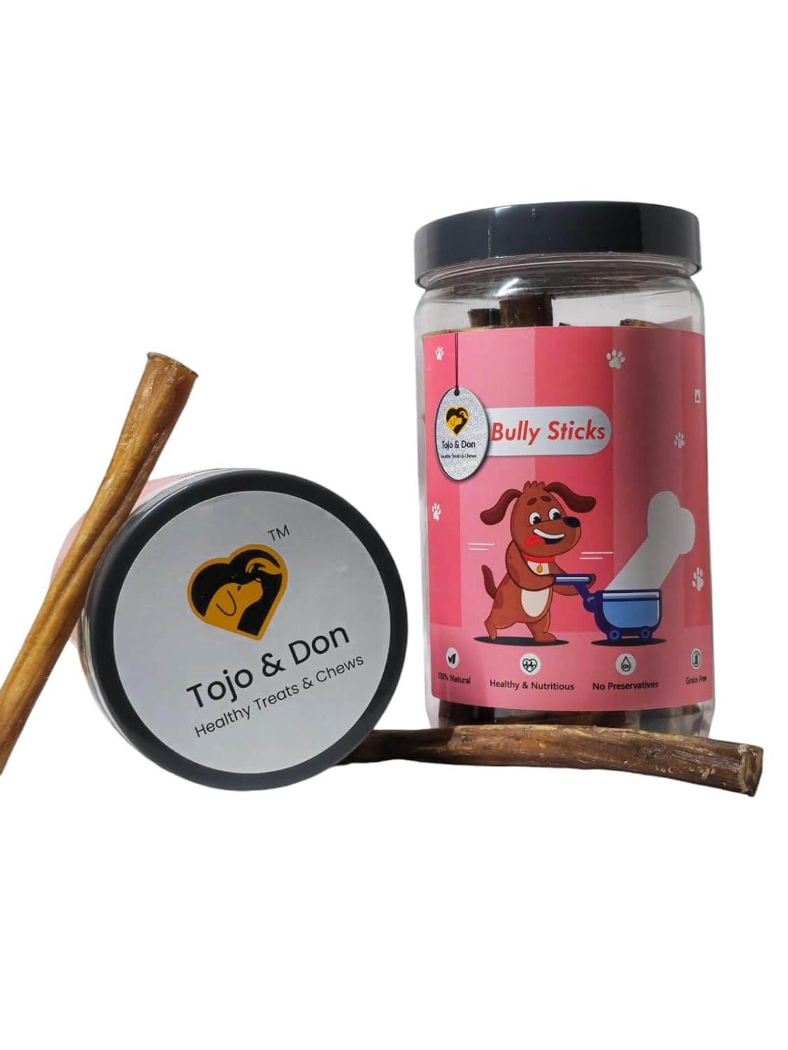 Tojo & Don Bully Sticks for Dogs-(500gms) No Preservatives, Natural & Healthy Dog Chews and Treats for All Sized Dogs,Dental Care, Hard Chews, High Protein, Single Ingredient, for Bones, Skin and Joints.