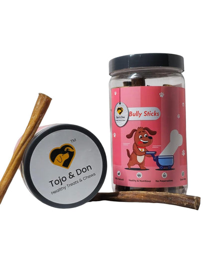 Tojo & Don Bully Sticks for Dogs-(500gms) No Preservatives, Natural & Healthy Dog Chews and Treats for All Sized Dogs,Dental Care, Hard Chews, High Protein, Single Ingredient, for Bones, Skin and Joints.
