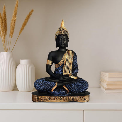 Beautiful Resin Meditating Buddha Statue for Home Decor (Pack of 1, Purple & Black)