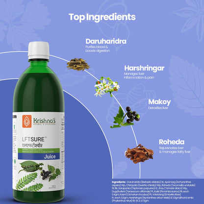 Krishna's LFT Sure Juice – Enriched With 13 herbs - Natural Liver Cleanse & Detox Drink | Supports Liver Health & Digestion - 1000 ml