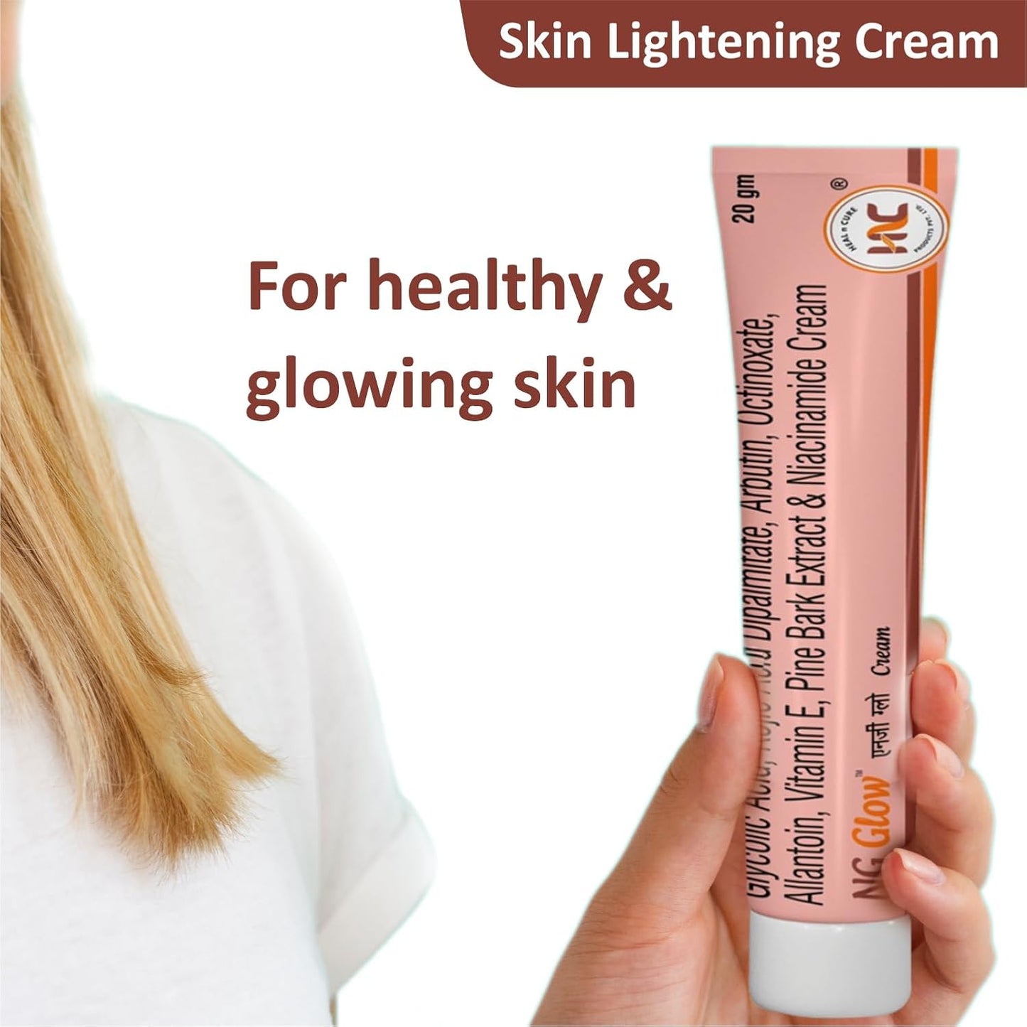 Heal N Cure NG Glow Cream - Enriched With Kojic Acid &Glycolic Acid | Anti-melasma & Anti Pigmentation Cream. Helps To Remove Acne Scar, Dark/Age Spots, Blemishes and Uneven Skin Tone-20GM