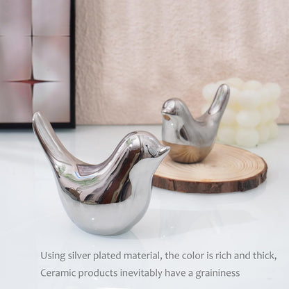 Silver Birds Showpiece for Home Decor | Set of 2 Decorative Bird Figurines | Silver Bird Statue for Living Room, Bedroom, Office, Table, Shelf & Cabinet Decoration | Elegant Home Decorative Showpiece