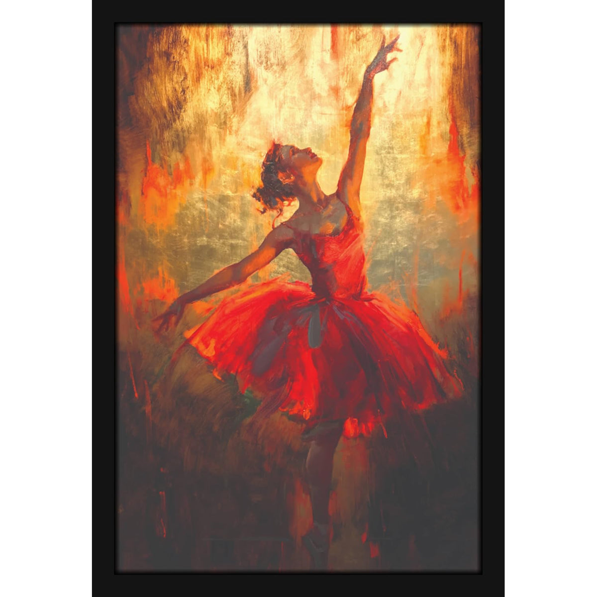 Pretty Dancing Girl in Short Red Dress Beautiful Woman Painting Photo Frame for Living Room, Bedroom, Home Decor and Wall Decoration (MM 1833, 30.5L x 20.3W cm, Paper, Without Plexi Glass)