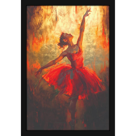Pretty Dancing Girl in Short Red Dress Beautiful Woman Painting Photo Frame for Living Room, Bedroom, Home Decor and Wall Decoration (MM 1833, 30.5L x 20.3W cm, Paper, Without Plexi Glass)