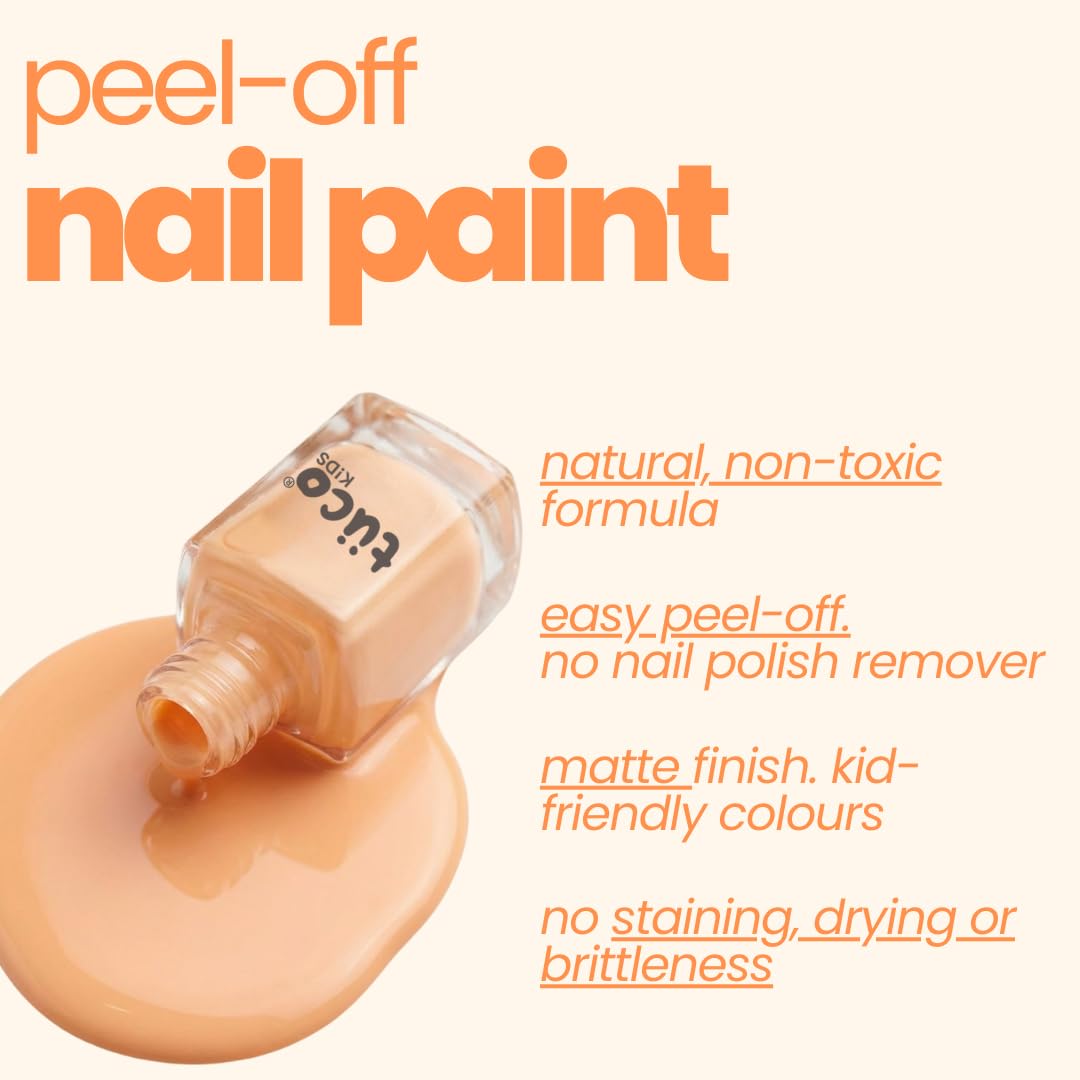 Nail polish bottle with peel-off nail paint on a white background