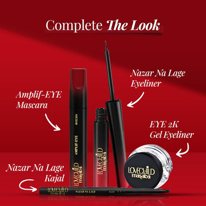 LoveChild Masaba Amplif-EYE Mascara, Black, Volumizing & Nourishing Eye Makeup with Castor Oil & Calendula, Matte Finish, Water-Resistant & Long-Lasting, Black Mascara for Bold Lashes, 4.5g