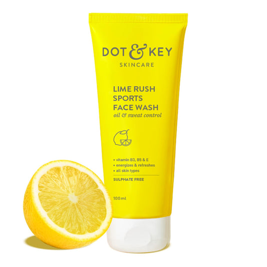 Zephivo DOT & KEY Lime Rush Sports Face Wash Deep Cleans Oil, Sweat & Dirt For Refreshingly Clean & Oil Free Skin For All Skin Types Sulphate Free & Non Drying Facewash Active Sports Friendly 100Ml
