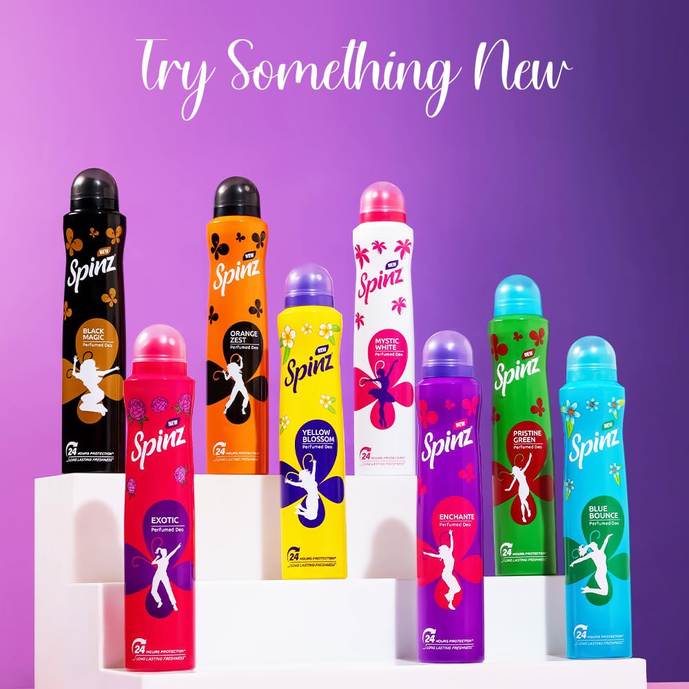 New Spinz Black Magic Perfumed Deo for Women, with International Fragrances for Long Lasting Freshness and 24 Hours Protection from Odour causing Bacteria, 200ml