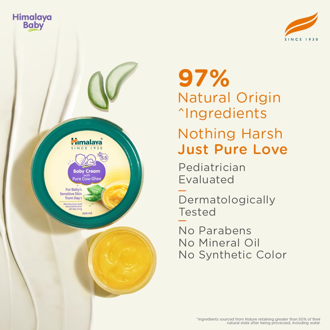Himalaya Baby Cream with Pure Cow Ghee & pH5.5 (50ml)| Moisturizes & nourishes Skin All Day Long | for Dry and Sensitive Skin