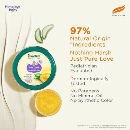 Himalaya Baby Cream with Pure Cow Ghee & pH5.5 (50ml)| Moisturizes & nourishes Skin All Day Long | for Dry and Sensitive Skin