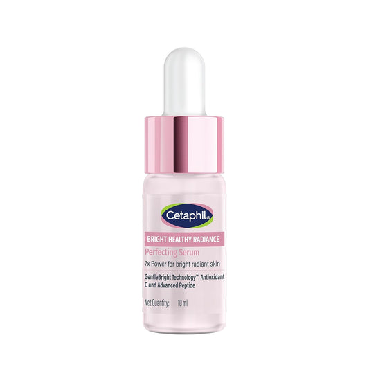 Cetaphil serum bottle with pink cap on a white background