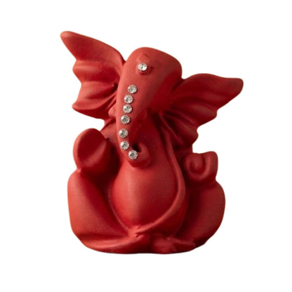 eCraftIndia Red Ganesha Statue | Lord Ganesha Idol for Home Decor Car Dashboard | Ganesh Ganpati Murti Gift for Diwali Housewarming Birthday