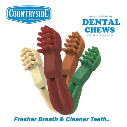 COUNTRYSIDE Dog Dental Chews Treats 250g – Milk Flavor | Brush-Shaped Chews for Dogs, Oral & Gum Care for Dogs | Fights Plaque & Tartar | Freshens Breath | Calcium Enriched & Gluten Free