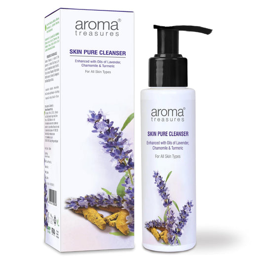 Aroma Treasrues Skin Pure Cleanser (100ml) – Deep Clean Makeup Remover for Pollution Defense | Lavender + Turmeric Enriched | Smooth, Fresh & Clean Skin | Paraben-Free Gentle Daily Cleanser