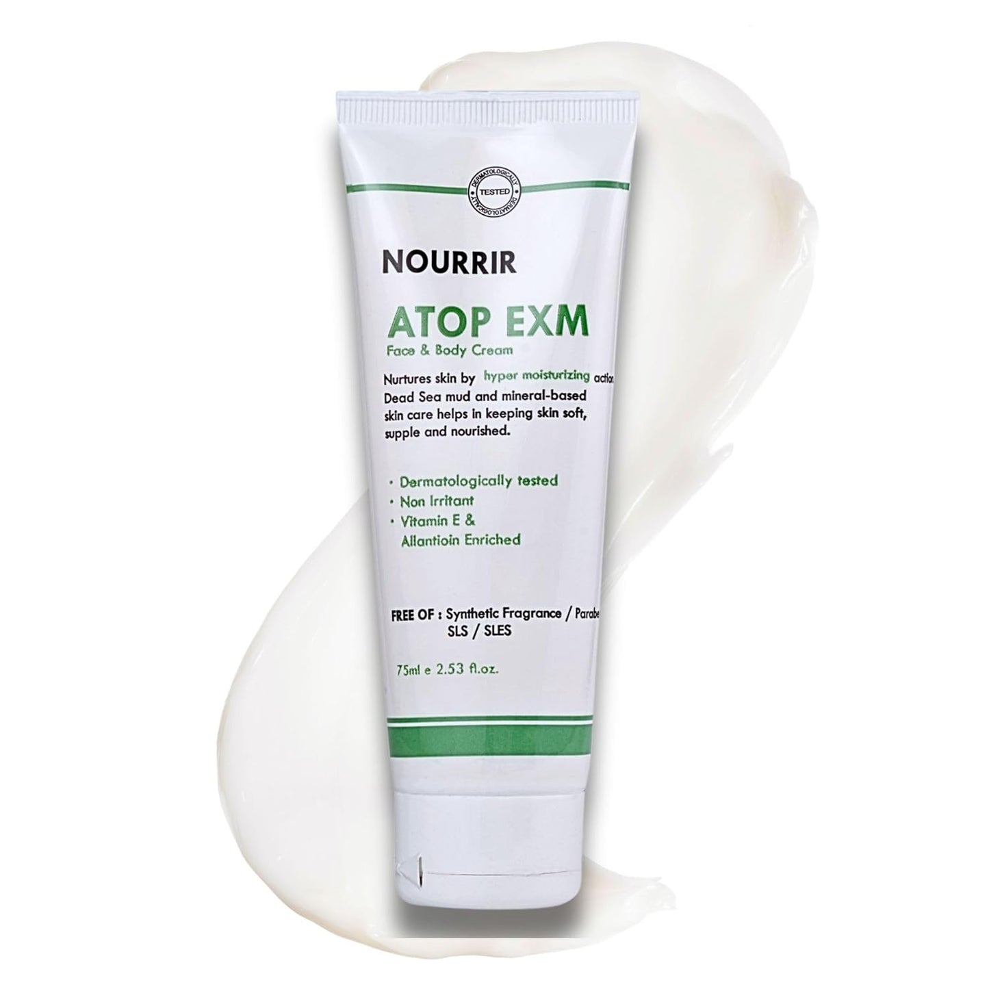 Atop Exm Hydration Cream - Soothes Sensitive Skin with Allantoin, Vitamin E & Dead Sea Minerals, Fragrance-Free, 75 ml