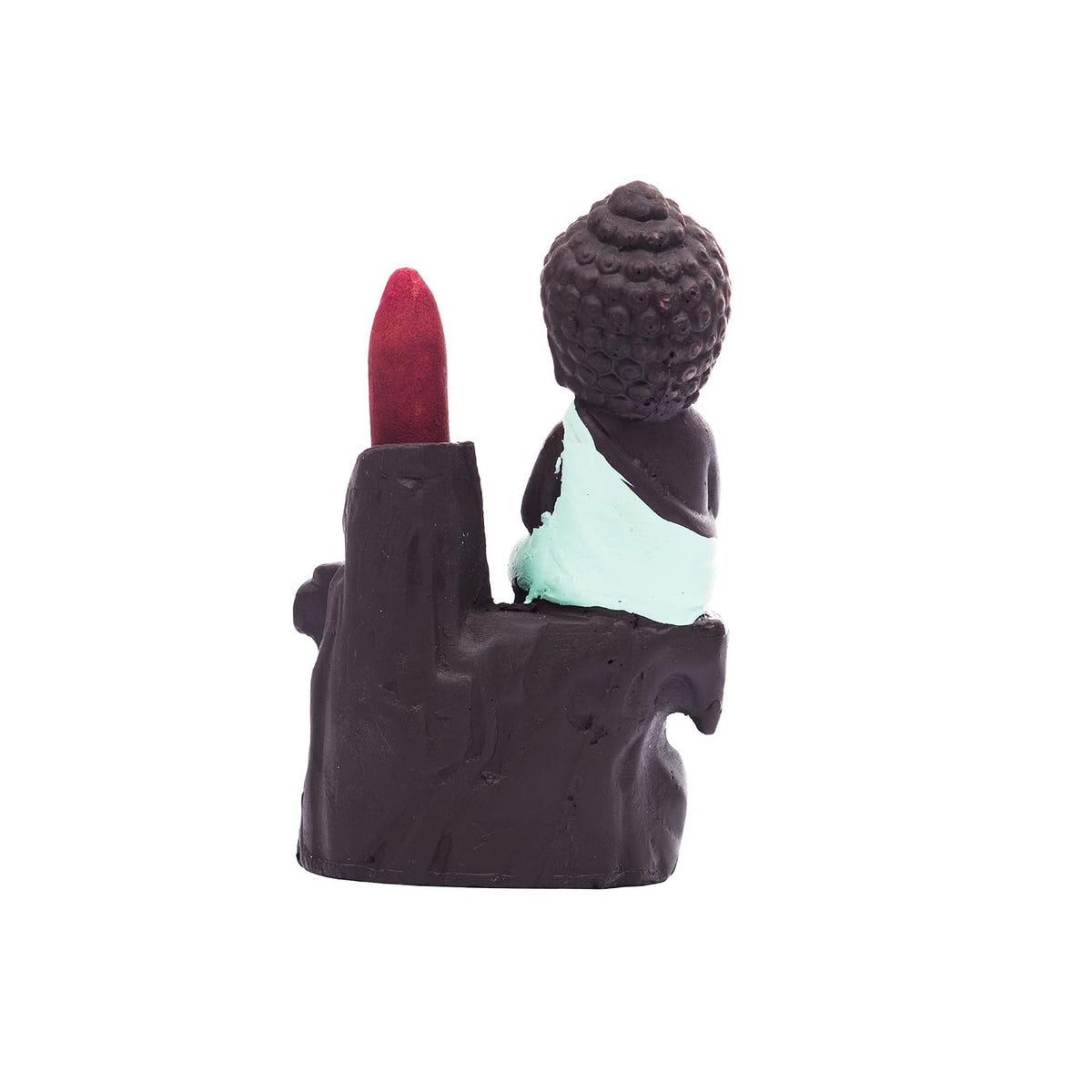 eCraftIndia Meditating Monk Buddha Smoke Backflow Cone Incense Holder Decorative Showpiece with 10 Free Smoke Backflow Scented Cone Incenses