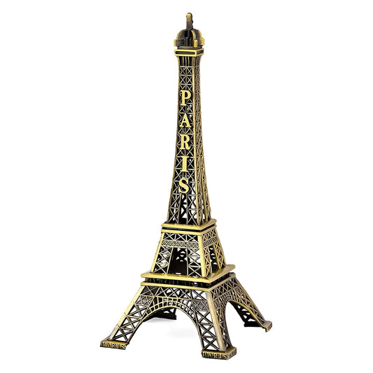 Oblivion Antique Eiffel Tower Statue 13 Cm – Vintage Paris World Famous Building Showpiece, Gold Metal Decor for Desk, 3D Miniature Craft, Wedding Gift, Table Stand, Cabinet Ornament (Pack of 1)