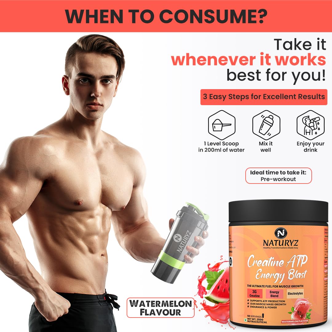 Man holding a supplement container with text about when to consume it, steps for use, and product details.