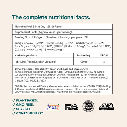 Origins Nutra Kaneka QH™(Ubiquinol) 100mg | Sourced from Japan Active CoQ10 Form | Supports Fertility, Heart Health & Healthy Aging | 28 Veg. Softgels | Third-Party Tested