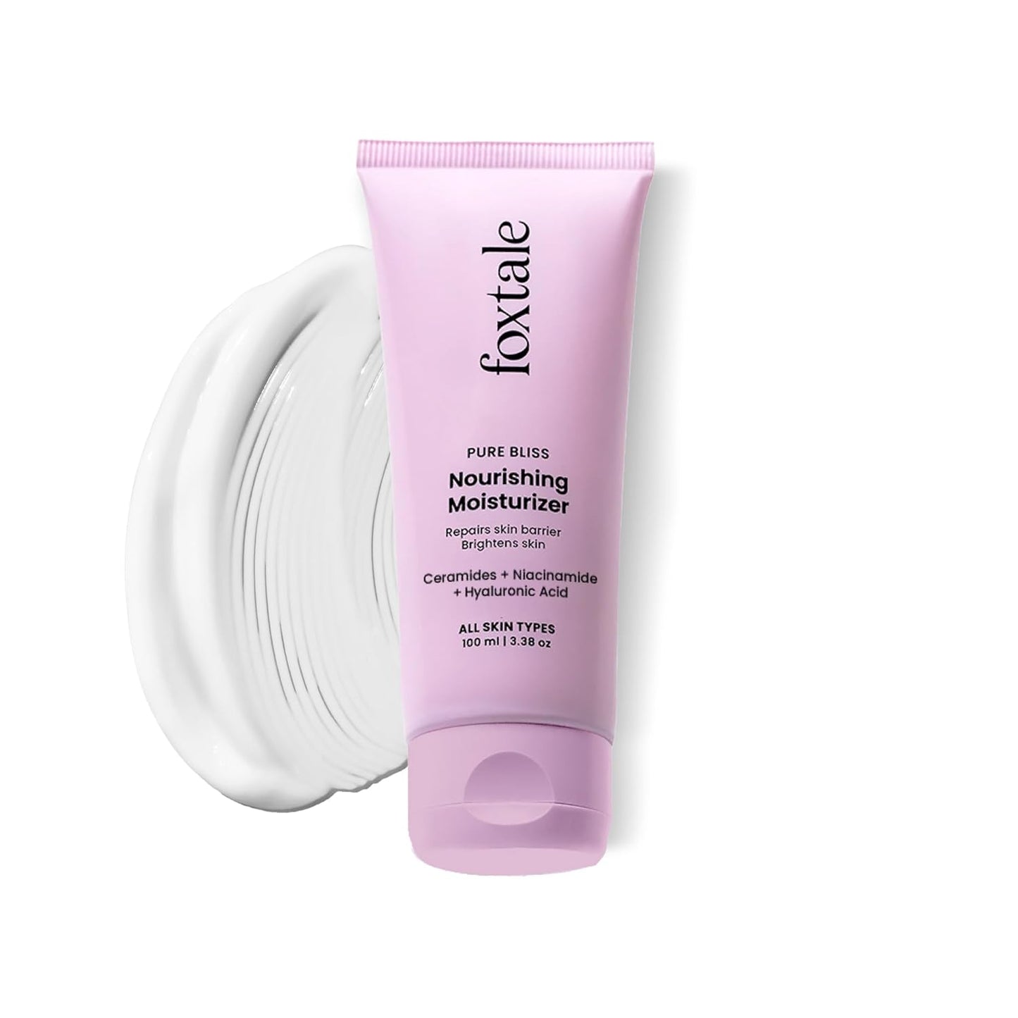 Foxtale Nourishing Ceramide Face Moisturizer with Niacinamide for 100 Hr Hydration, Lightweight & Non-Sticky, For Soft & Glowing Skin, Men & Women, All Skin Types, 100 ml