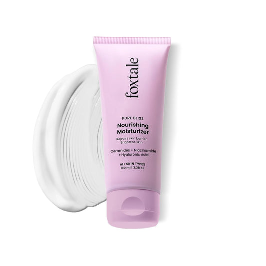 Foxtale Nourishing Ceramide Face Moisturizer with Niacinamide for 100 Hr Hydration, Lightweight & Non-Sticky, For Soft & Glowing Skin, Men & Women, All Skin Types, 100 ml