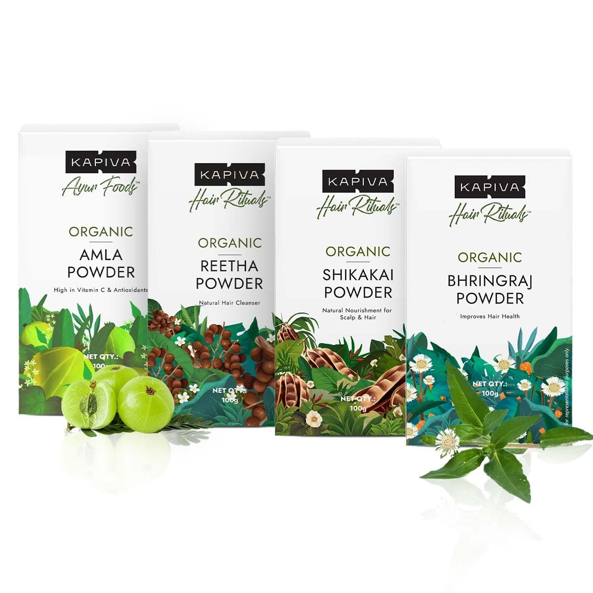 Kapiva Organic Amla, Reetha, Bhringraj & Shikakai Powder | Prevents Dandruff | High Vitamin C | Conditions Hair | Natural Shampoo & Conditioner