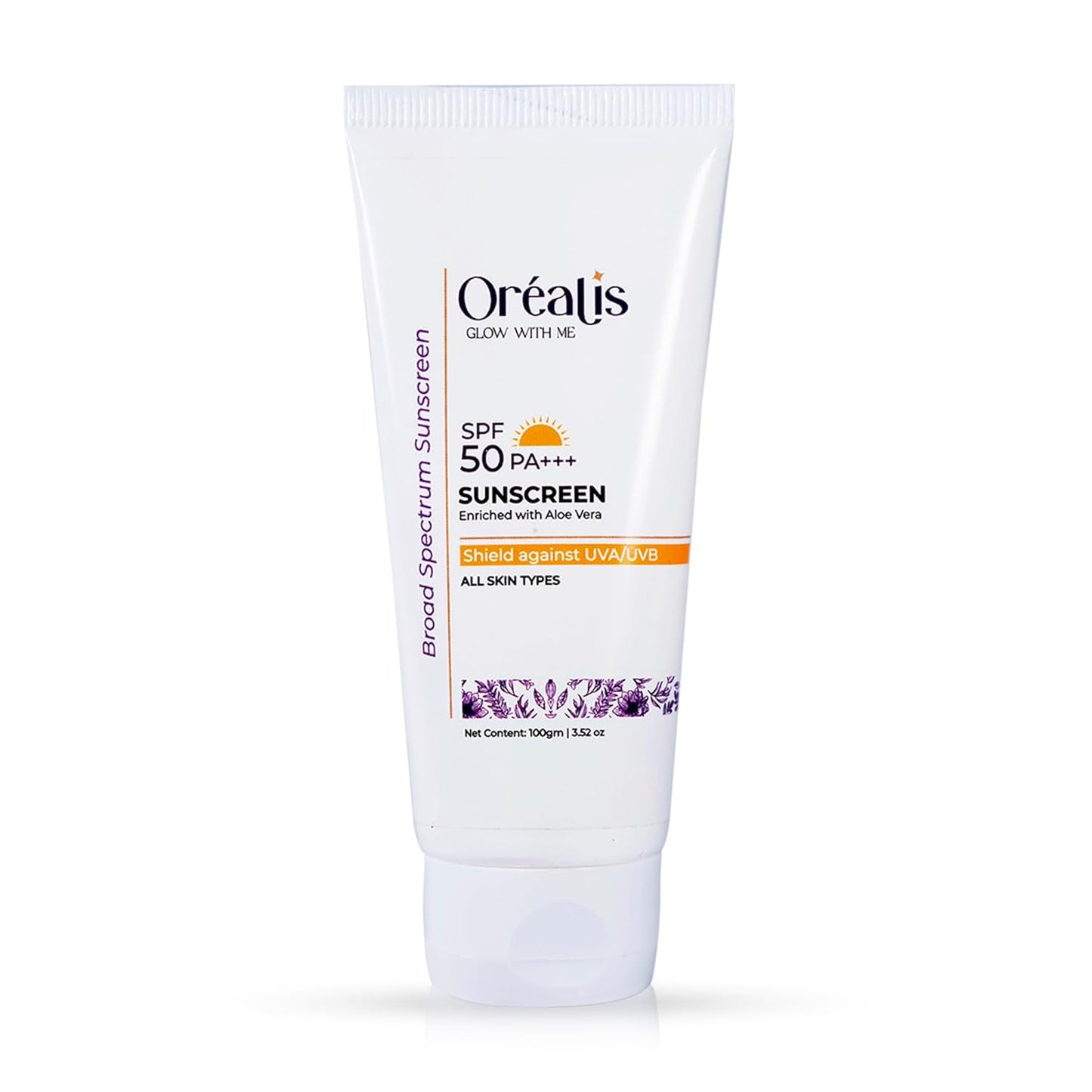 Oréalis Sunscreen Cream 100gm with UVA UVB PA+ Protection | Moisturizer with Aloe Vera | Broad Spectrum Lightweight Non-Greasy Face Sunscreen for All Skin Types Men & Women