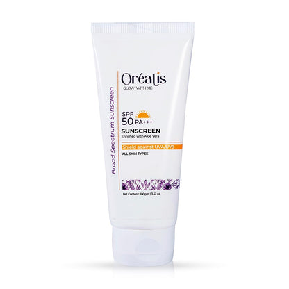 Oréalis Sunscreen Cream 100gm with UVA UVB PA+ Protection | Moisturizer with Aloe Vera | Broad Spectrum Lightweight Non-Greasy Face Sunscreen for All Skin Types Men & Women