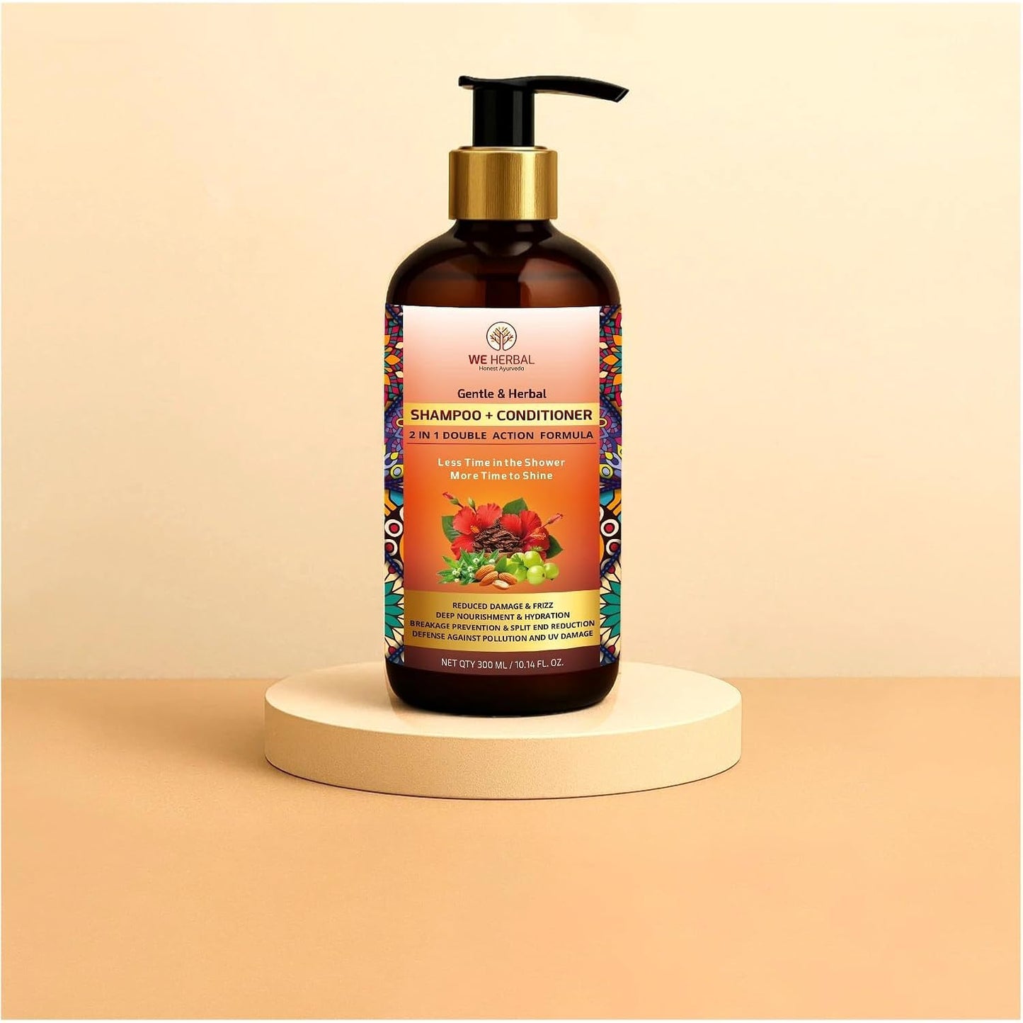 WE HERBAL 2-in-1 Natural Shampoo + Conditioner | Ayurvedic Care for Stronger, Smoother Hair | With Bhringraj, Amla & Argan Oil | Sulphate-Free | 300ml