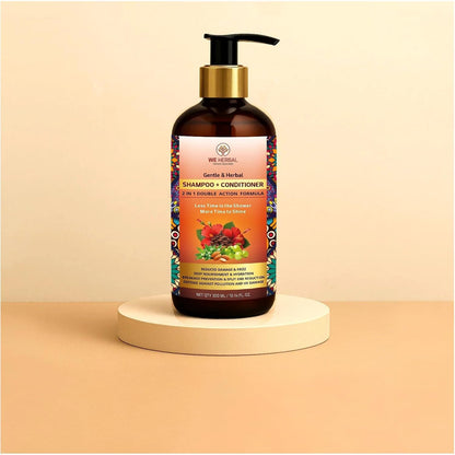 WE HERBAL 2-in-1 Natural Shampoo + Conditioner | Ayurvedic Care for Stronger, Smoother Hair | With Bhringraj, Amla & Argan Oil | Sulphate-Free | 300ml