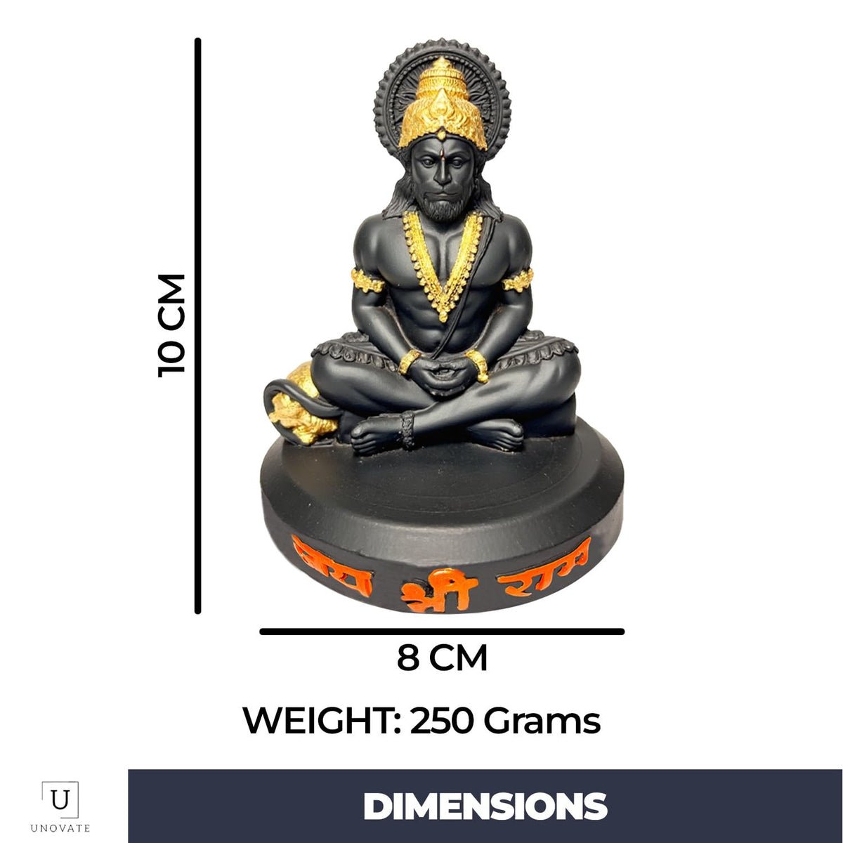 UNOVATE Hanuman Idol for Car Dashboard | Hanuman Murti | Black