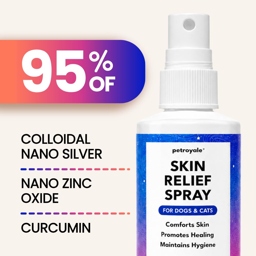 Petroyale Antimicrobial Skin Relief Spray for Dogs & Cats with Nano Silver – Anti Itch Pet Skin Care Spray for Dry, Sensitive & Irritated Skin, Supports Skin Hygiene, 50 ml