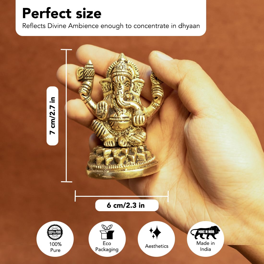 100% Pure Brass Ganesh Lakshmi Idol | Pital Ganesha and Laxmi Murti for Pooja Room, Home Decor, Office Desk and Car Dashboard | Vinayagar Laxmi Statue for Diwali Puja (Combo Set)
