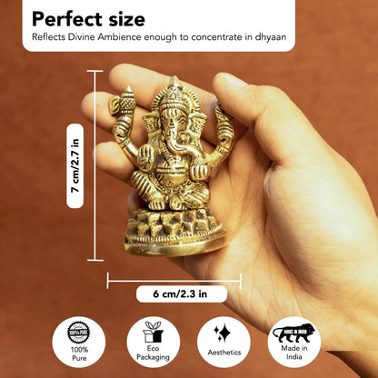 100% Pure Brass Ganesh Lakshmi Idol | Pital Ganesha and Laxmi Murti for Pooja Room, Home Decor, Office Desk and Car Dashboard | Vinayagar Laxmi Statue for Diwali Puja (Combo Set)