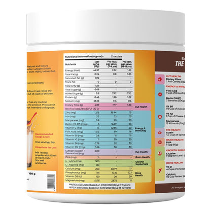 Good Monk Superheroes Milk Mix (Chocolate) - India' Lowest Sugar Milk Mix | Boosts Energy, Immunity, Brain, Eye & Gut Health for Kids (5+ Years) | 21 Serves