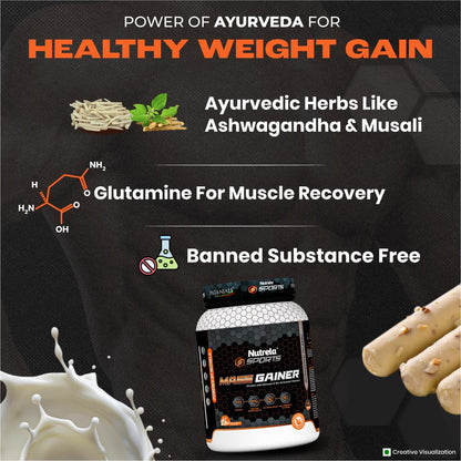 NUTRELA Sports Mass Gainer Powder- 1Kg (Malai Kulfi)
