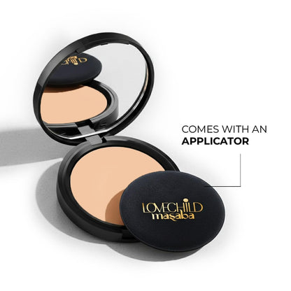 Lovechild Masaba Skip Everything Mattifying Compact Powder, Perfect Matte Finish, Oil Control, Pore Blurring & Skin Repair, Enriched with Vitamin E & Macadamia Oil, Moody Mama (Light) 9 g