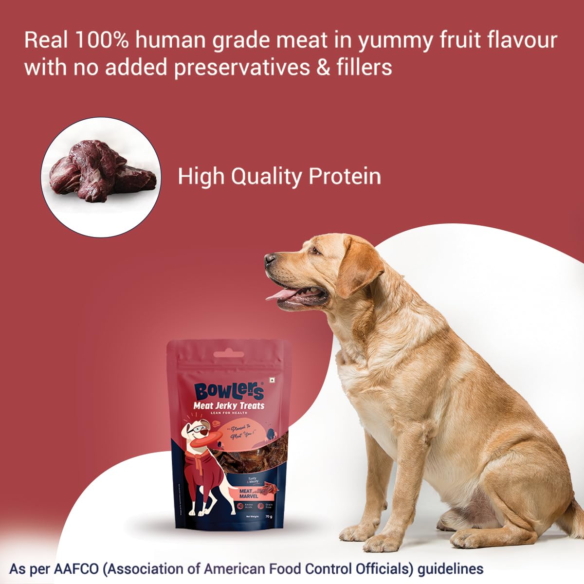 Bowlers Dog Treats Meat Jerky| 70g | High on Protien |Low in Fat | Grain Free | Handmade Treats