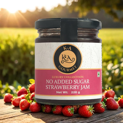 KA Gourmet No Added Sugar Strawberry Jam – 220g | Loved by Karen Anand | No Added Colours or Flavours – 220g