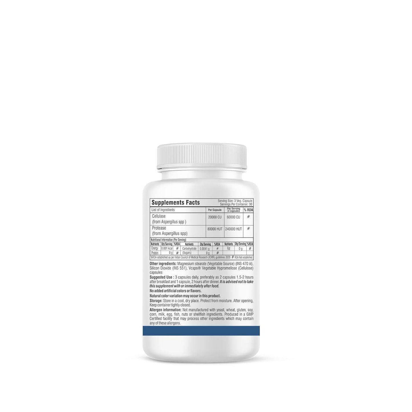 Supplement bottle with label on a white background