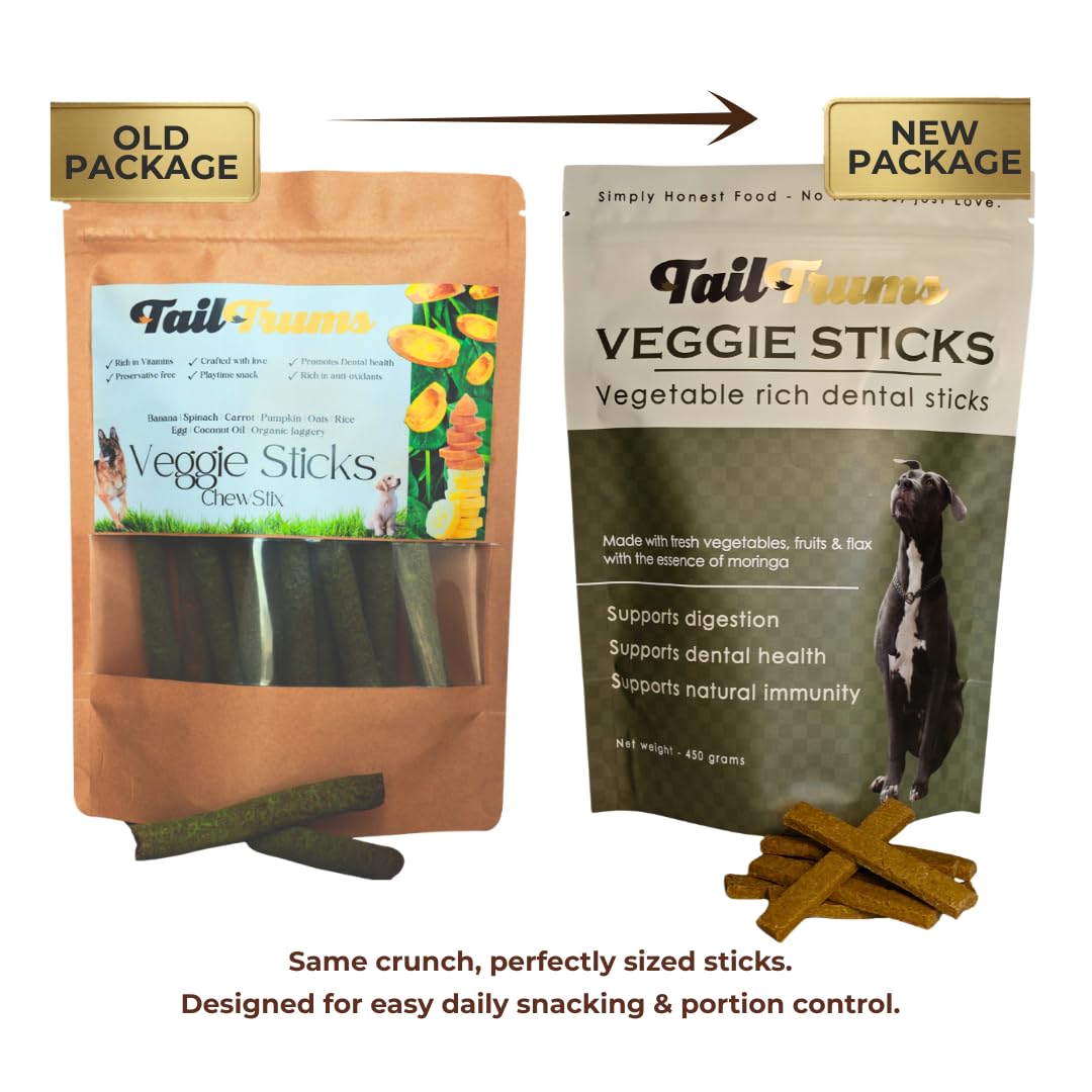 TailTrums Dog Sticks – Veggie Sticks 900g | Healthy Dog Food | Freshly Baked Dog Treats | All-Natural & Preservative-Free | Dog Dental Stick | Human-Grade Ingredients (All Breeds)
