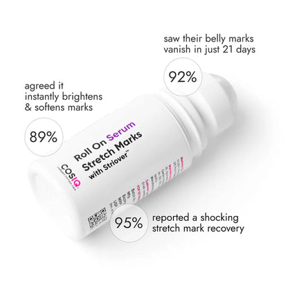 Cos-IQ Stretch Marks Removal Roll-On Serum with Striover | Scar Removal | Uneven Skin Tone | All Skin Types | 40ml