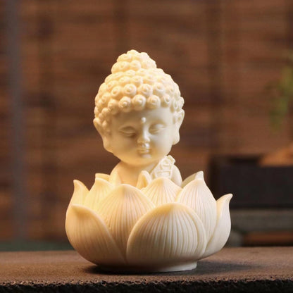 Nostrae Buddha with Lotus Show Pieces for Home Decor Living Room Decor Items | Cute Showpieces Gift Item for Decoration | Serene Center Table Tv Showcase Office Interior Statue Figurines