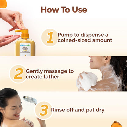 Mamaearth Ubtan Moisturizing Body Wash with Turmeric & Comforting Sandalwood Scent for Tan Removal 500ml | Intensely Moisturizes | Long Lasting Fragrance | Mild Exfoliation | All Skin Types | Soft & Smooth Skin