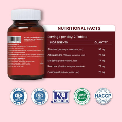 ZEROHARM Narie PCOS/PCOD Supplement for Women | Shatavari, Ashwagandha | Natural Hormone Balance & Mood Support | Helps with Regular Periods, Weight Management, Facial Hair & Acne | 60 Nano Tablets