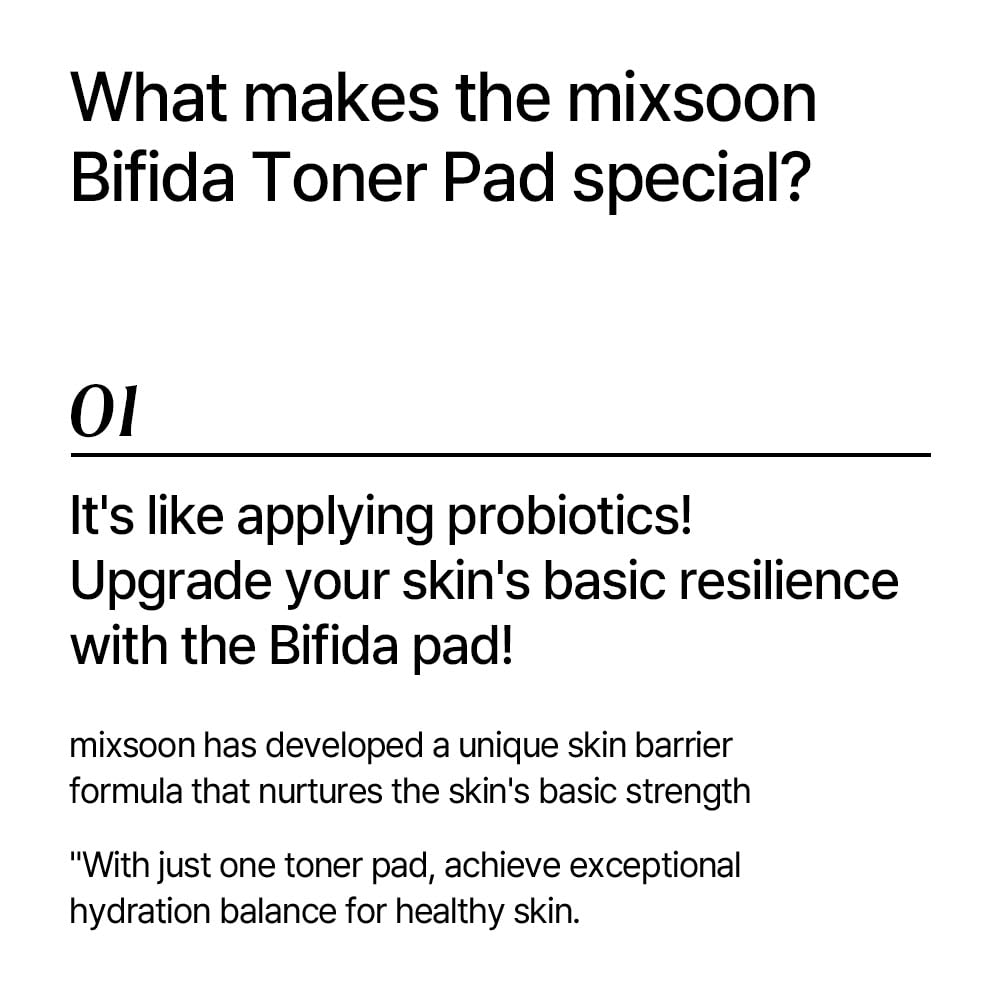 Mixsoon Bifida Toner Pad (250ml) Hydrating & Skin Barrier Repair Toner Pads with Bifida Ferment, Hyaluronic Acid, Deep Moisture, Anti-Irritation & Texture-Smoothing Daily Essence Pads for All Skin Types, Korean Skincare