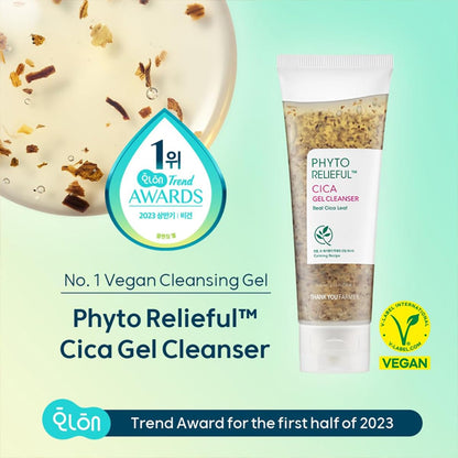 THANKYOU FARMER Phyto Relieful Cica Gel Cleanser (120 ml) Korean Daily Face Wash for Sensitive & Acne-Prone Skin, Soothing Cica Leaf & Botanical Extract Gel Face Cleanser, pH-Balanced, Gentle, Hydrates & Removes Impurities, Reduces Redness